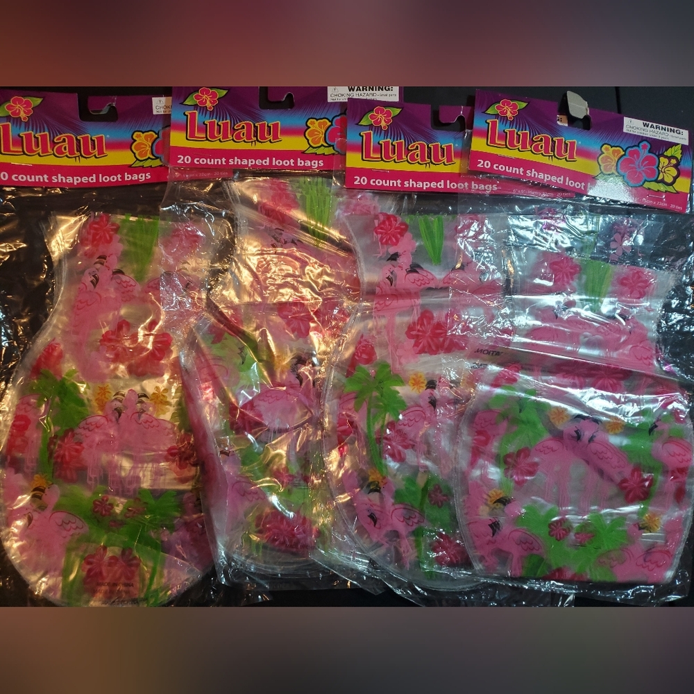 Luau Flamingo Loot Bags 4 Sets